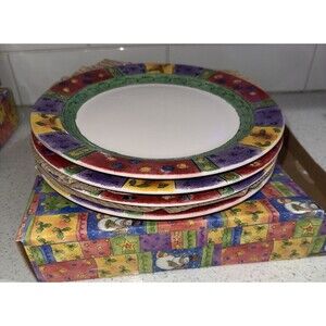 Sango Sweet Shoppe by Sue Zipkin 11” Dinner Plates 4 Pc 4 3041-102 Colorful New